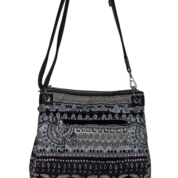 Sakroots Artist Circle Flap Crossbody bag purple canvas elephants - Picture 9 of 9